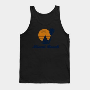 Miami Beach Summer Sunset Vintage Palm tree Design Tank Top